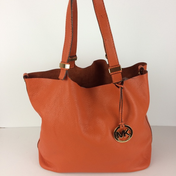 Michael Kors Handbags - Michael Kors Orange Leather Hobo Shoulder Bag